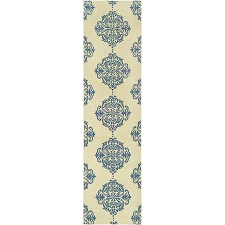 Safavieh 2 ft. - 6 in. x 6 ft. Runner- Transitional Chelsea Ivory And Blue Hand Hooked Rug HK145A-26